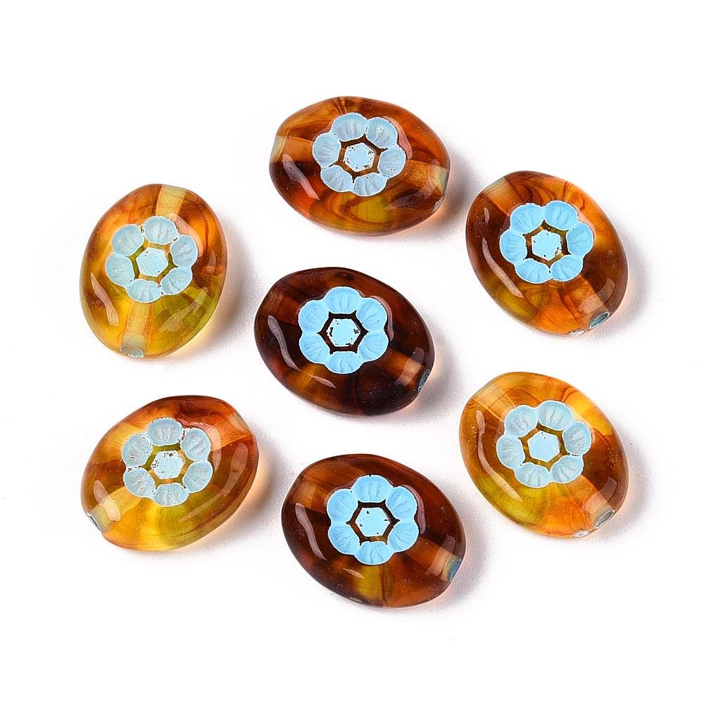 Flower Beads - Oval Beads - Lightweight Beads - Acrylic Beads - 14x13mm - 15pcs - (4764)
