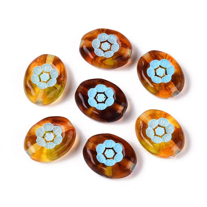 Flower Beads - Oval Beads - Lightweight Beads - Acrylic Beads - 14x13mm - 15pcs - (4764)