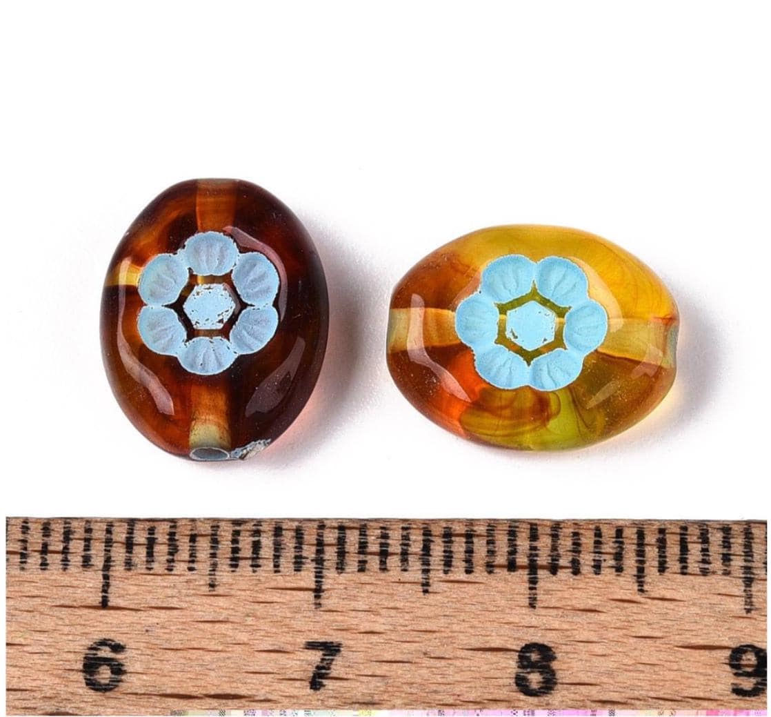 Flower Beads - Oval Beads - Lightweight Beads - Acrylic Beads - 14x13mm - 15pcs - (4764)