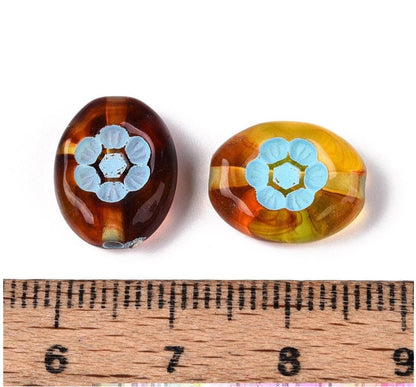 Flower Beads - Oval Beads - Lightweight Beads - Acrylic Beads - 14x13mm - 15pcs - (4764)