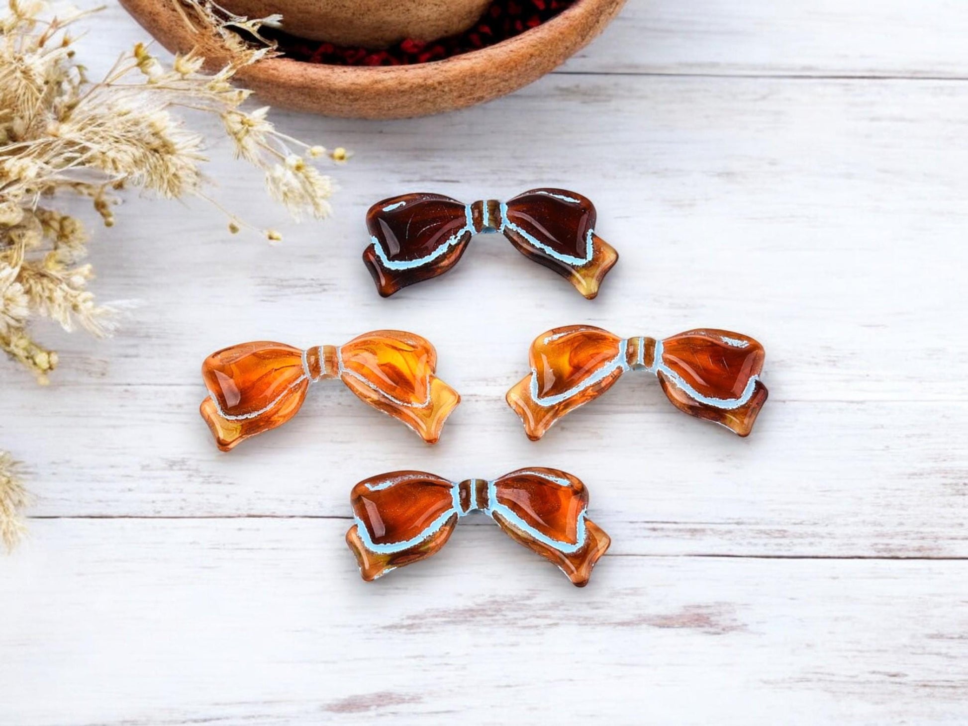 Bow Beads - Lightweight Beads - Acrylic Beads - 14x29mm - 10pcs - (4938)