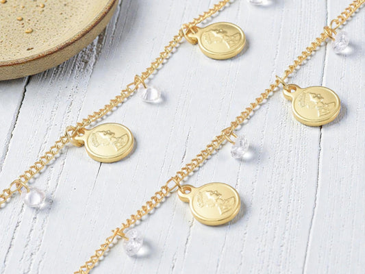 Roman Coin Gold Chain - 18k Gold Plated - Brass Chain - Sold by the foot - (CH-G18)