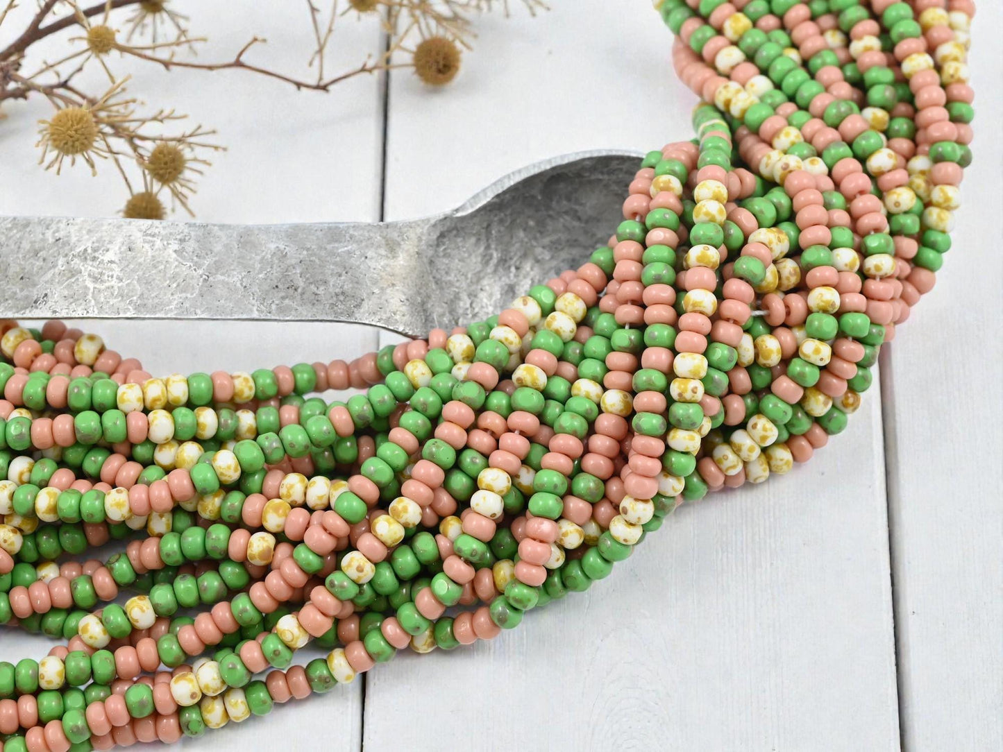 Seed Beads - Czech Glass Beads - Trica Beads - Czech Picasso Beads - Size 6 Beads - 20" Strand - (2035)