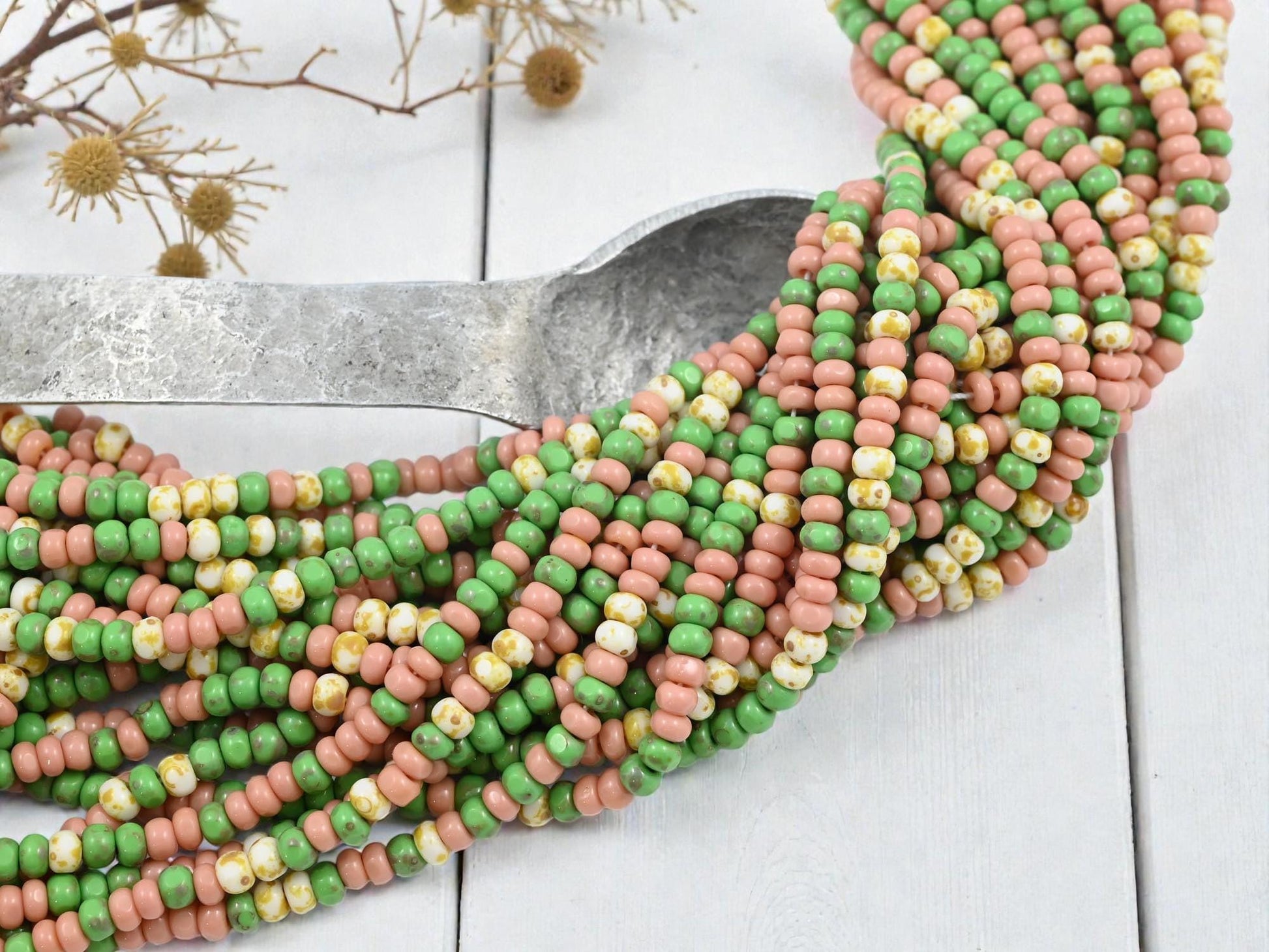 Seed Beads - Czech Glass Beads - Trica Beads - Czech Picasso Beads - Size 6 Beads - 20" Strand - (2035)
