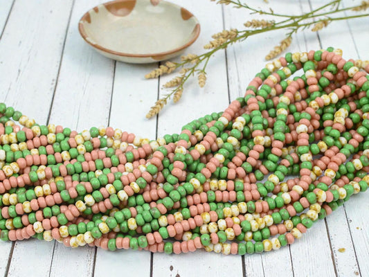 Seed Beads - Czech Glass Beads - Trica Beads - Czech Picasso Beads - Size 6 Beads - 20" Strand - (2035)