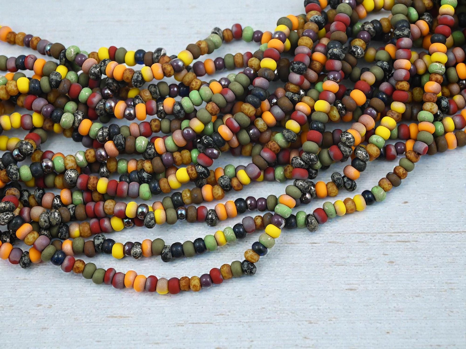 Picasso Seed Beads - Aged Picasso Beads - Czech Glass Beads - Size 5 Seed Beads - 5/0 - 20" Strand - (3093)