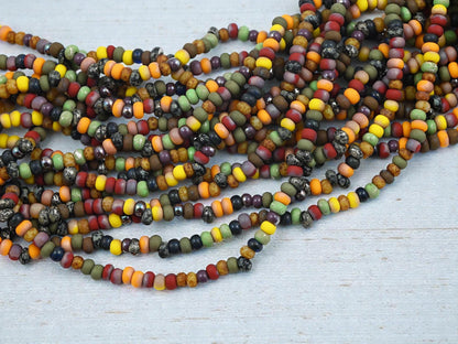 Picasso Seed Beads - Aged Picasso Beads - Czech Glass Beads - Size 5 Seed Beads - 5/0 - 20" Strand - (3093)