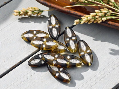 *10* 20x9mm Silver Washed Root Beer Topaz Marquise Oval Beads