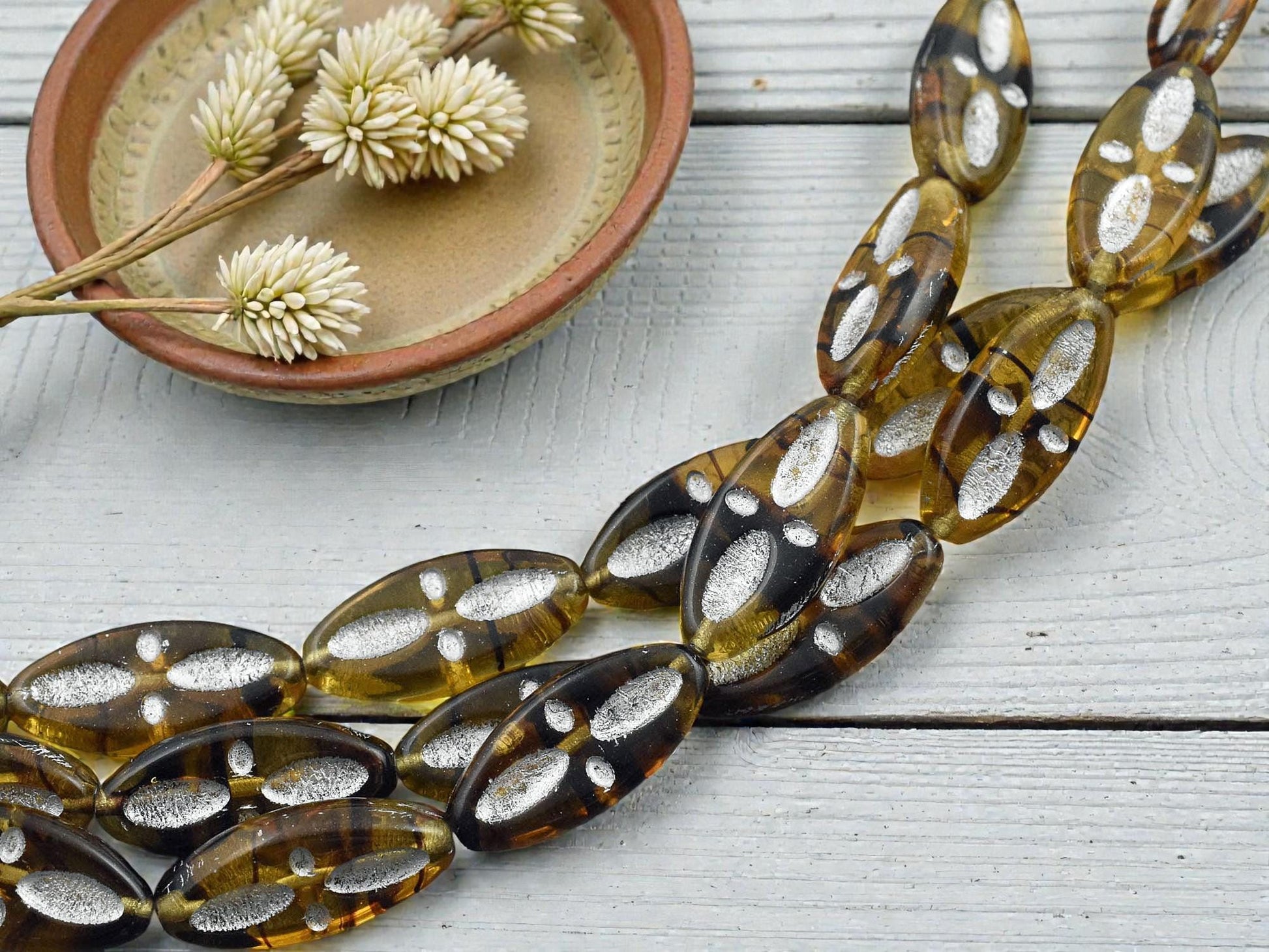 *10* 20x9mm Silver Washed Root Beer Topaz Marquise Oval Beads