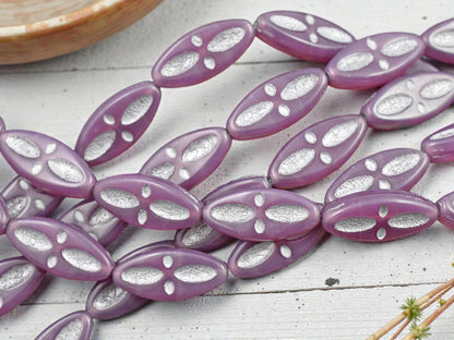 *10* 20x9mm Metallic Silver Washed Pink Opaline Marquise Oval Beads