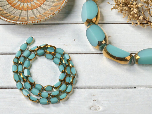 Table Cut Beads - Glass Beads - Electroplated Glass - 5x7mm - 14" Strand - (1149)