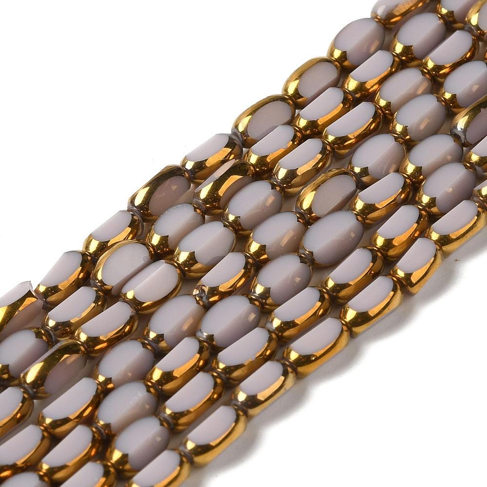 Table Cut Beads - Glass Beads - Electroplated Glass - 5x7mm - 14" Strand - (B852)