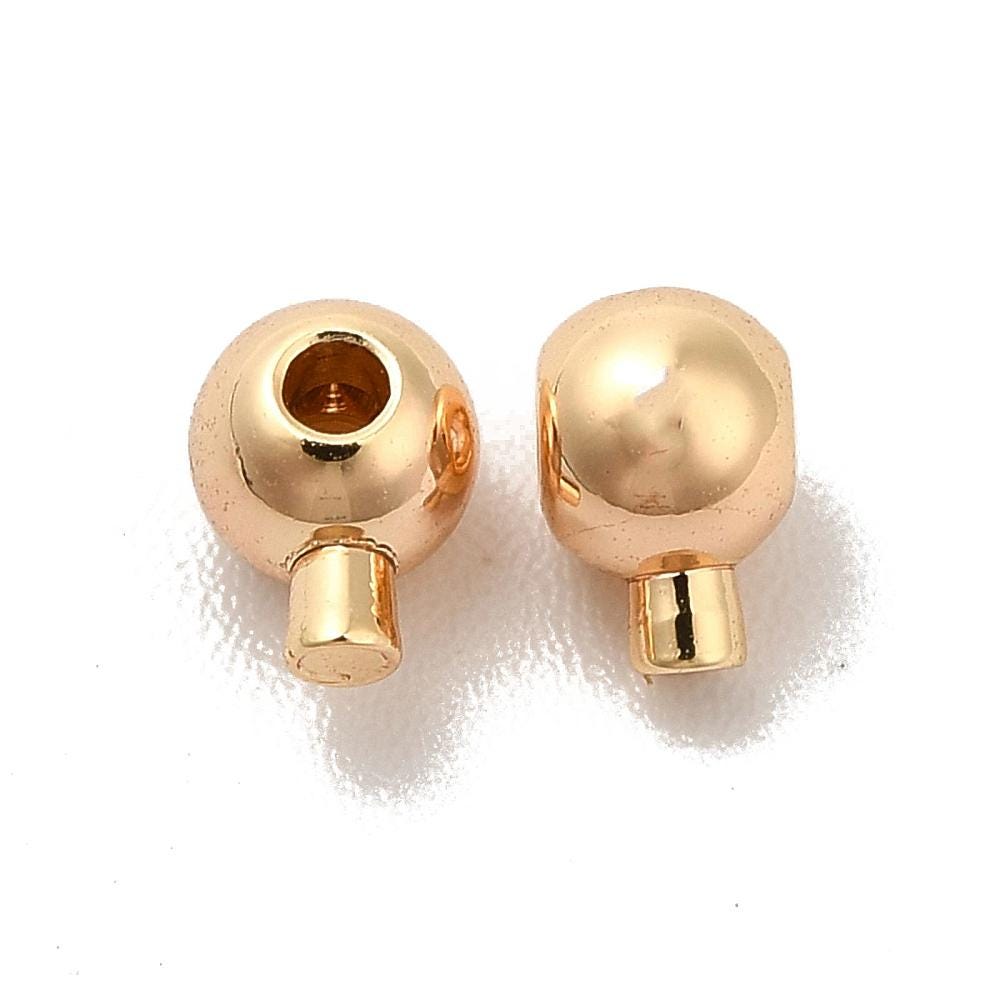 One Touch Crimp Beads - Gold Crimps - Stopper Beads - Gold Jewelry Findings - 18k Gold - 4x3mm- 50pcs - (3758)