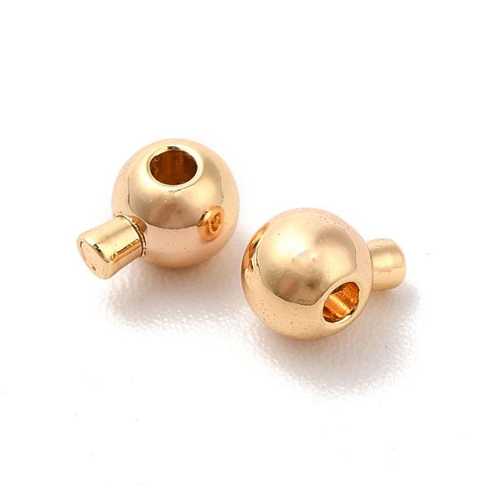One Touch Crimp Beads - Gold Crimps - Stopper Beads - Gold Jewelry Findings - 18k Gold - 4x3mm- 50pcs - (3758)