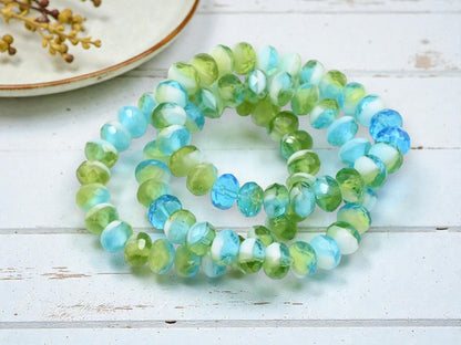 Czech Glass Beads - Rondelle Beads - Fire Polished Beads - 6x8mm - 25pcs - (A486)