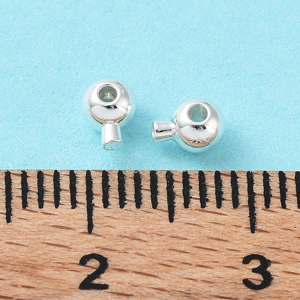 Silver Crimp Beads - One Touch Crimp Beads - Stopper Beads - Silver Jewelry Findings - 5x3mm- 50pcs - (719)