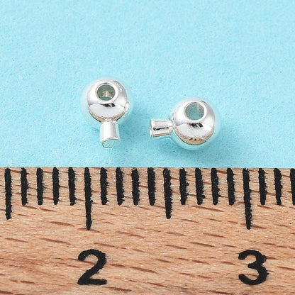Silver Crimp Beads - One Touch Crimp Beads - Stopper Beads - Silver Jewelry Findings - 5x3mm- 50pcs - (719)