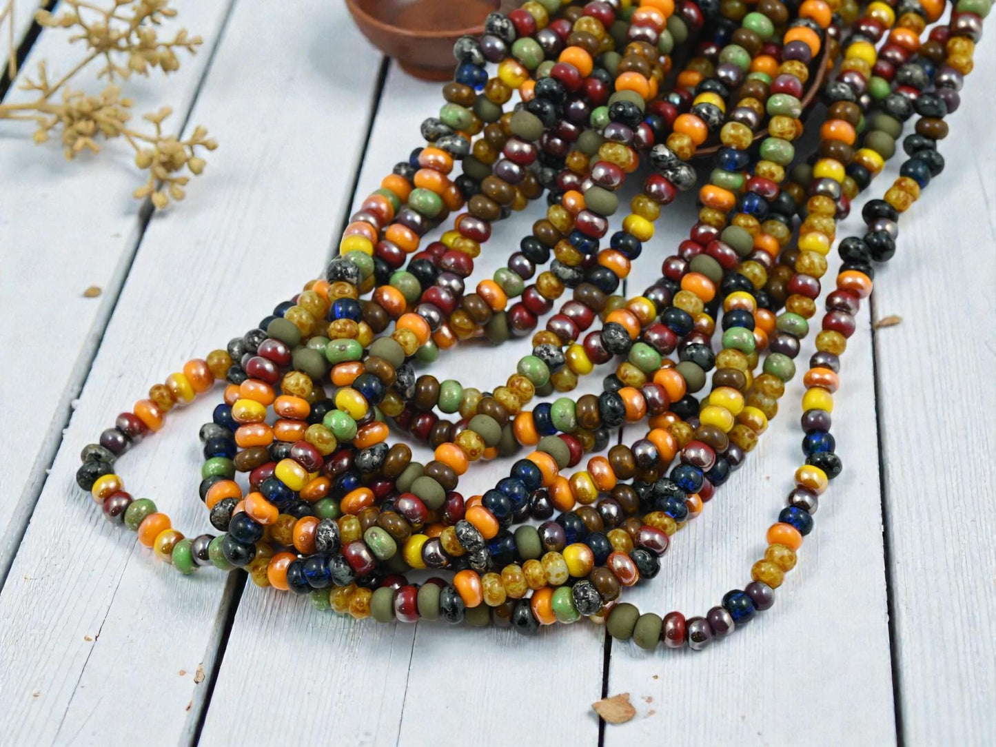 Picasso Seed Beads - Aged Picasso Beads - Czech Glass Beads - Size 5 Seed Beads - 5/0 - 20" Strand - (A603)