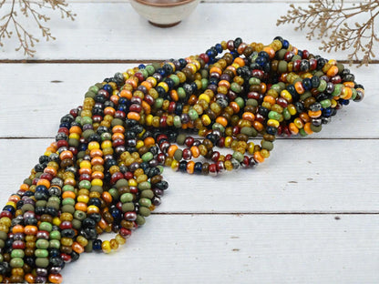 Picasso Seed Beads - Aged Picasso Beads - Czech Glass Beads - Size 5 Seed Beads - 5/0 - 20" Strand - (A603)