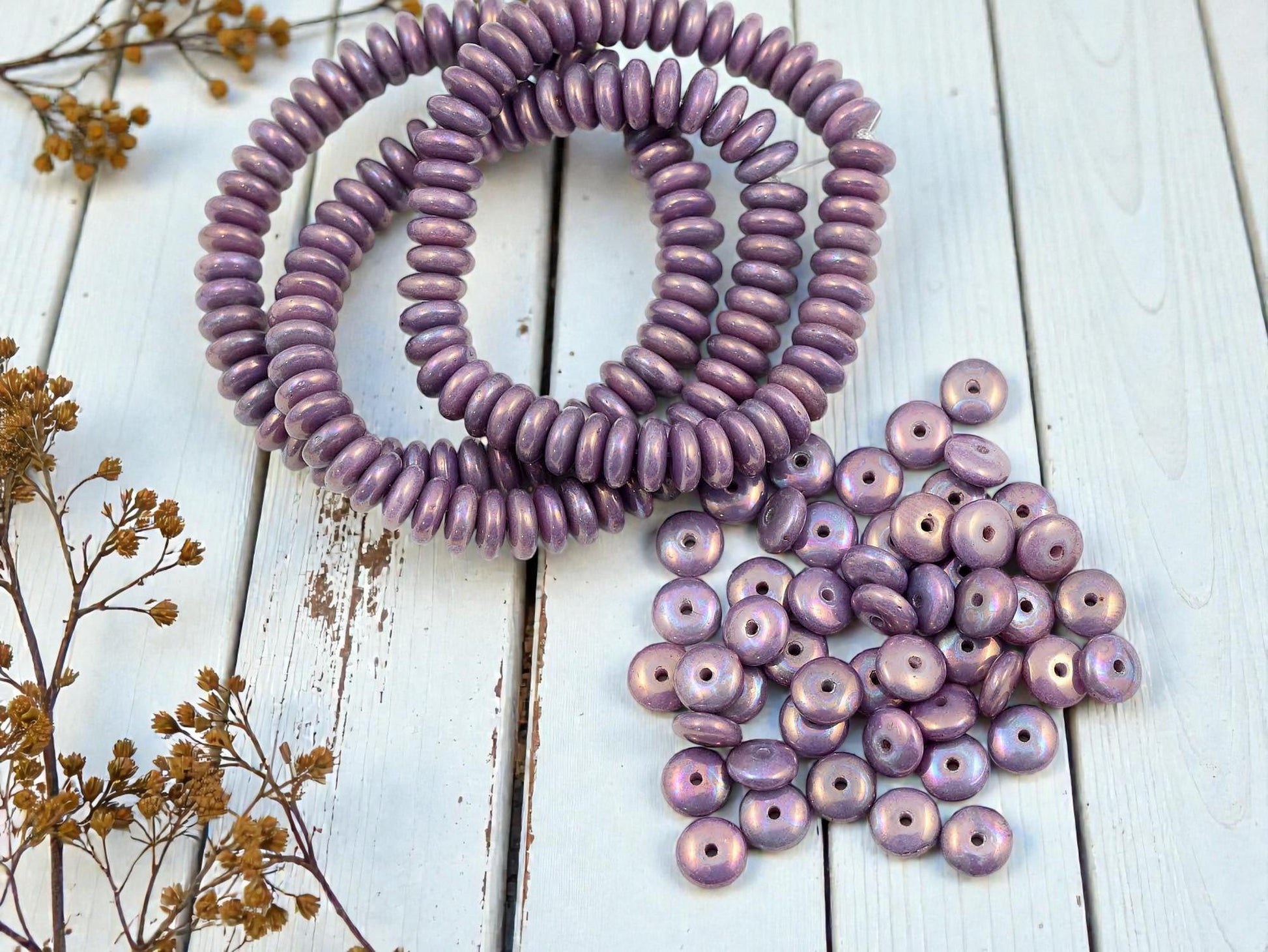 Czech Glass Beads - Rondelle Beads - Spacer Beads - 6mm Beads - Donut Beads - 6x2mm - 50pcs - (1399)