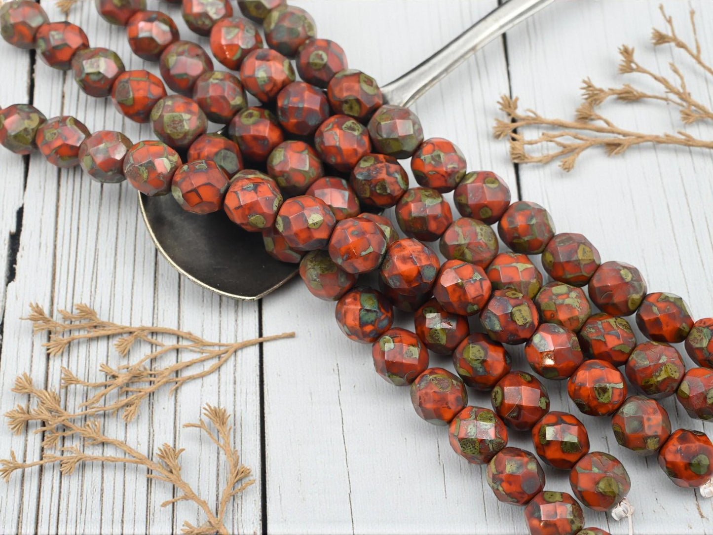 Picasso beads - Czech Glass Beads - Fire Polished Beads - Round Beads - Faceted Beads - 8mm - 16pcs - (1870)