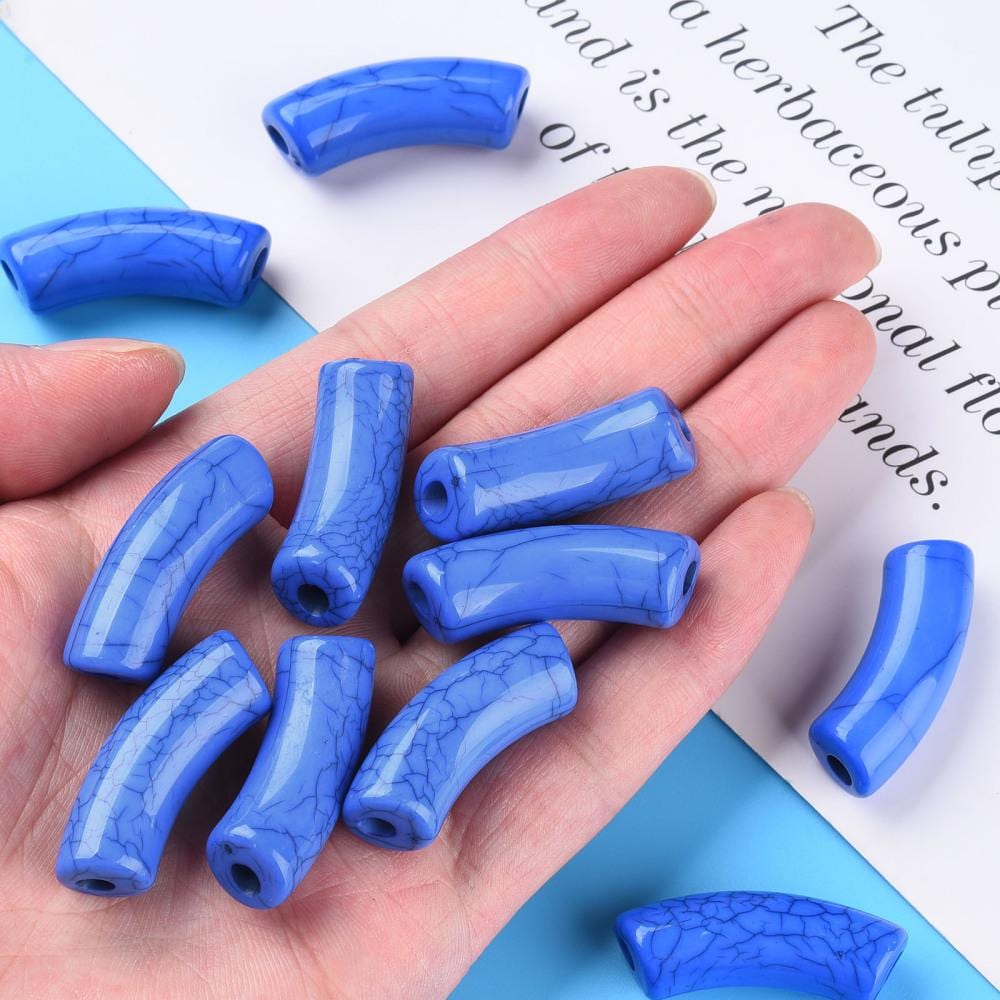 Curved Tube Beads - Lightweight Beads - Acrylic Beads - 36x14mm -6pcs - (5419)