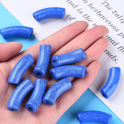 Curved Tube Beads - Lightweight Beads - Acrylic Beads - 36x14mm -6pcs - (5419)