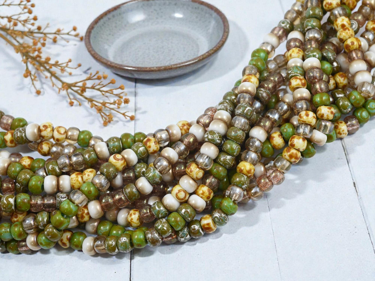 Aged Picasso Beads - Picasso Seed Beads - Czech Glass Beads - Size 2 Seed Beads - 2/0 - 20" Strand - (A361)