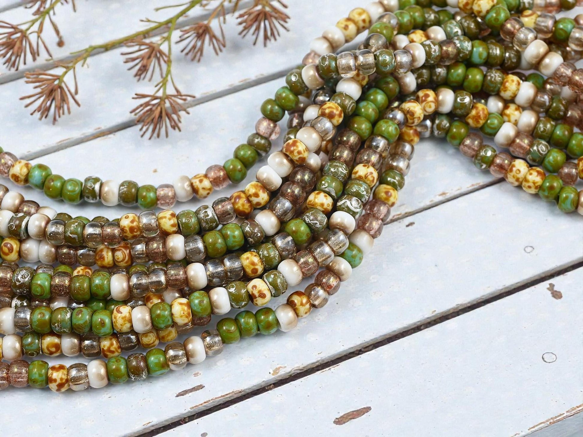 Aged Picasso Beads - Picasso Seed Beads - Czech Glass Beads - Size 2 Seed Beads - 2/0 - 20" Strand - (A361)