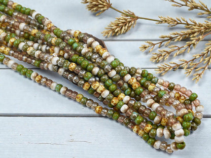 Aged Picasso Beads - Picasso Seed Beads - Czech Glass Beads - Size 2 Seed Beads - 2/0 - 20" Strand - (A361)