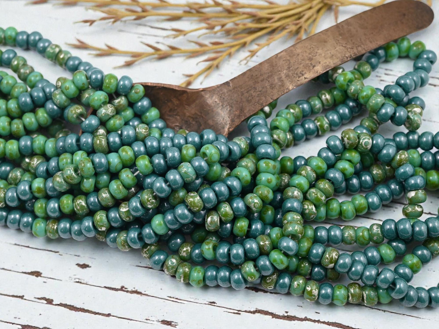 Czech Glass Beads - Picasso Seed Beads - Aged Picasso Beads - Size 2 Seed Beads - 2/0 - 18" Strand - (A389)