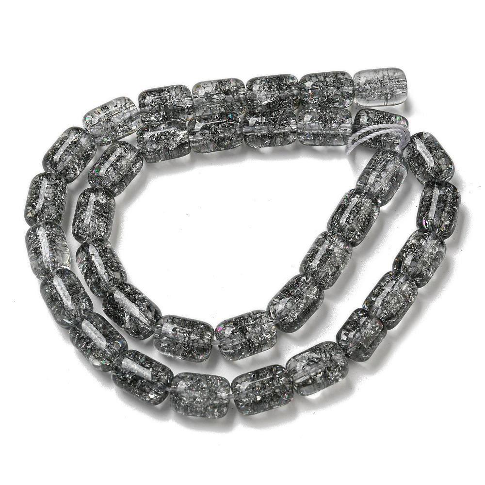 Glass Beads - Barrel Beads - Chinese Glass - Electroplated Glass - 11x8mm - 15" Strand - (A585)