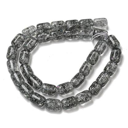 Glass Beads - Barrel Beads - Chinese Glass - Electroplated Glass - 11x8mm - 15" Strand - (A585)