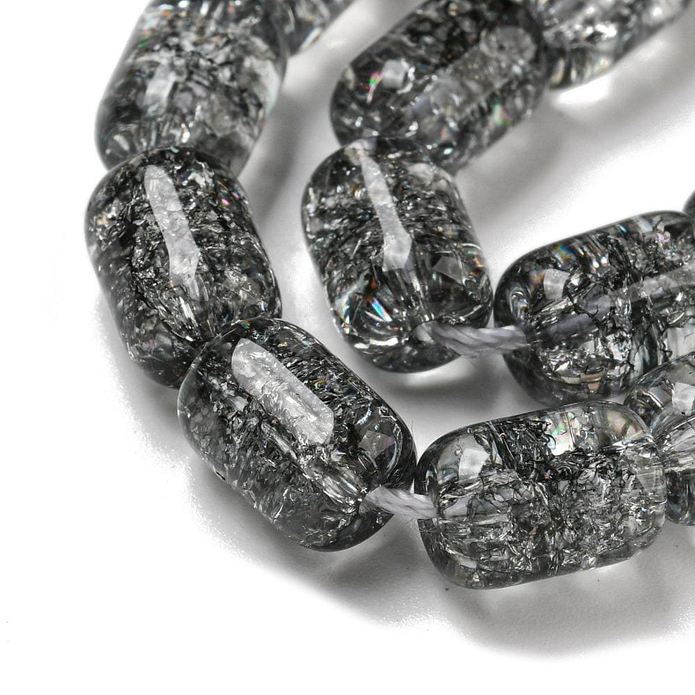 Glass Beads - Barrel Beads - Chinese Glass - Electroplated Glass - 11x8mm - 15" Strand - (A585)