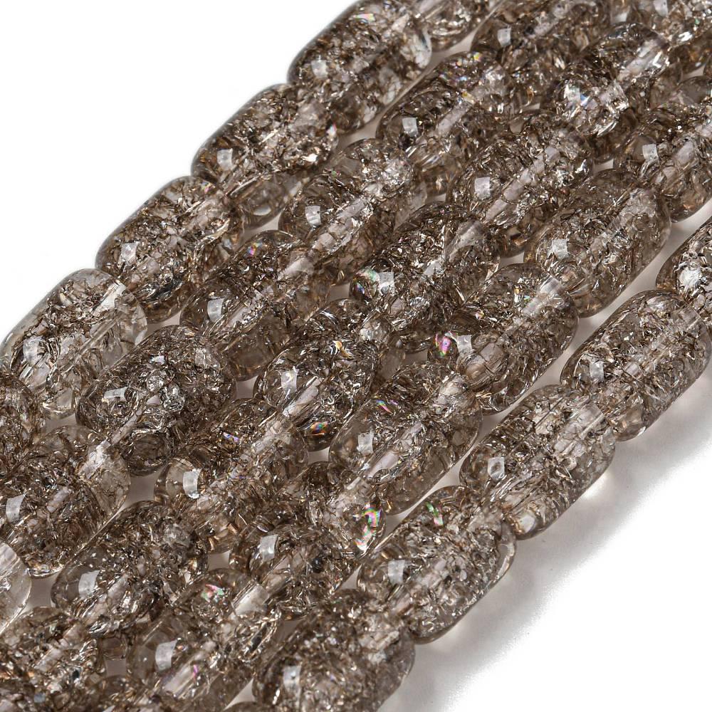 Glass Beads - Barrel Beads - Crackle Beads - Electroplated Glass - 11x8mm - 15" Strand - (A601)