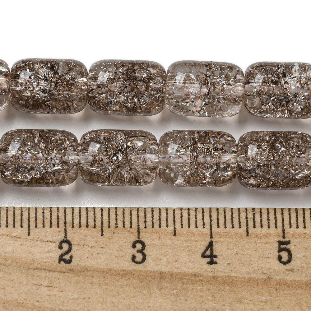 Glass Beads - Barrel Beads - Crackle Beads - Electroplated Glass - 11x8mm - 15" Strand - (A601)