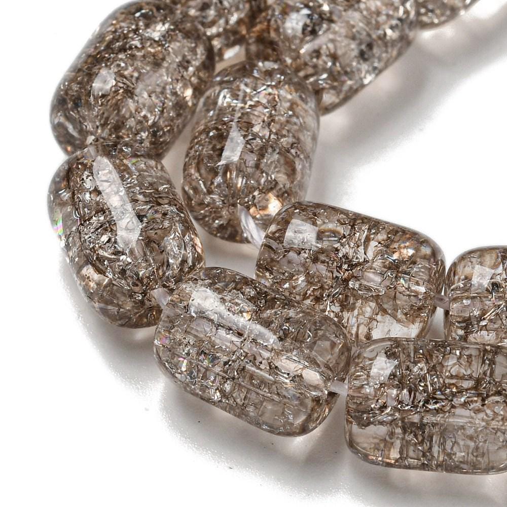 Glass Beads - Barrel Beads - Crackle Beads - Electroplated Glass - 11x8mm - 15" Strand - (A601)