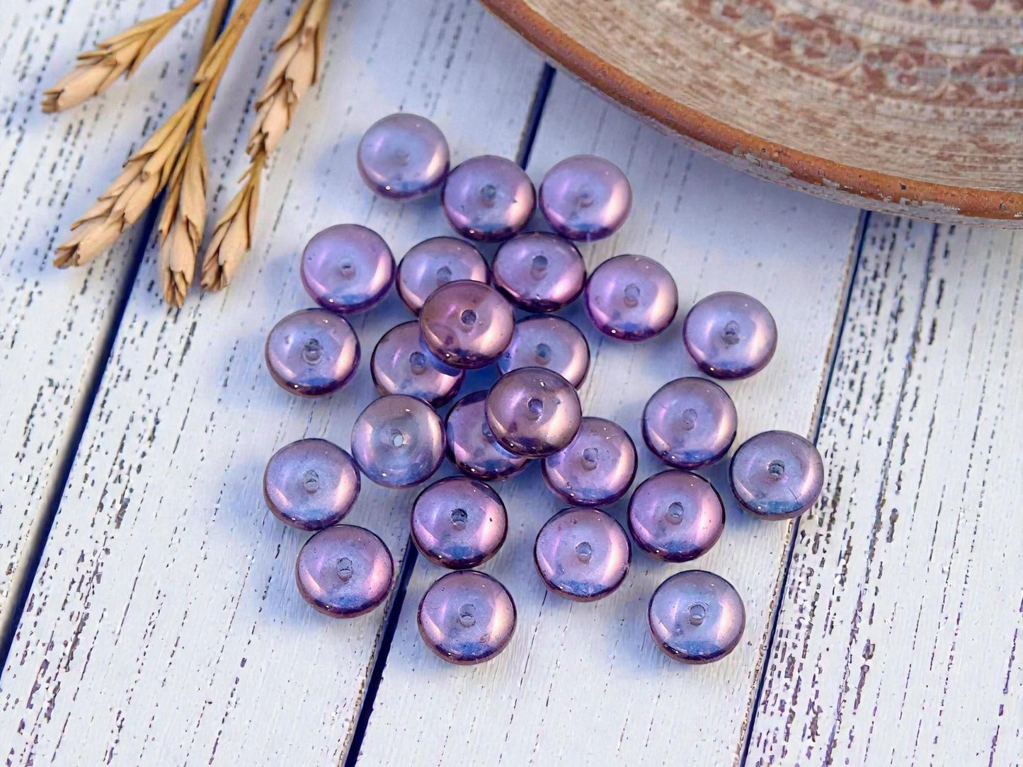 Czech Glass Rondelle Spacer Beads - Amethyst Lumi - 8x3mm - 25pcs - (4208)