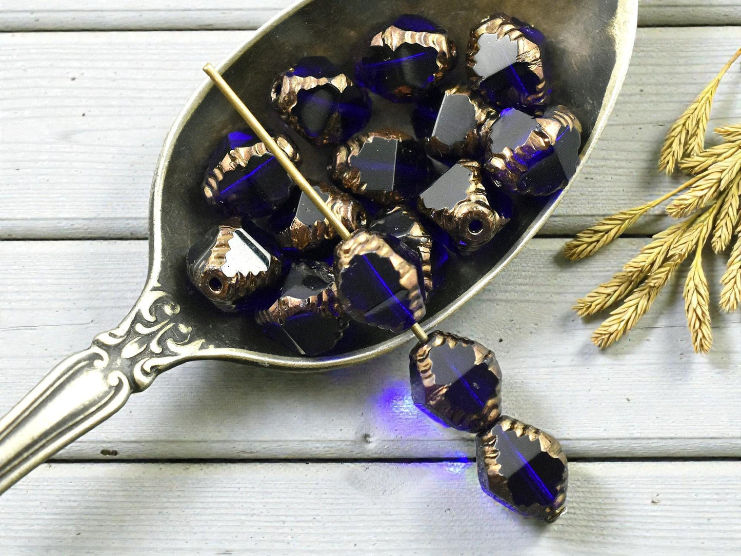 Czech Glass Beads - Picasso Beads - Bicone Beads - Faceted Beads - 10x8mm - 15pcs - (3983)