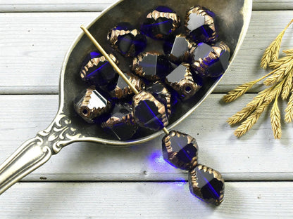 Czech Glass Beads - Picasso Beads - Bicone Beads - Faceted Beads - 10x8mm - 15pcs - (3983)