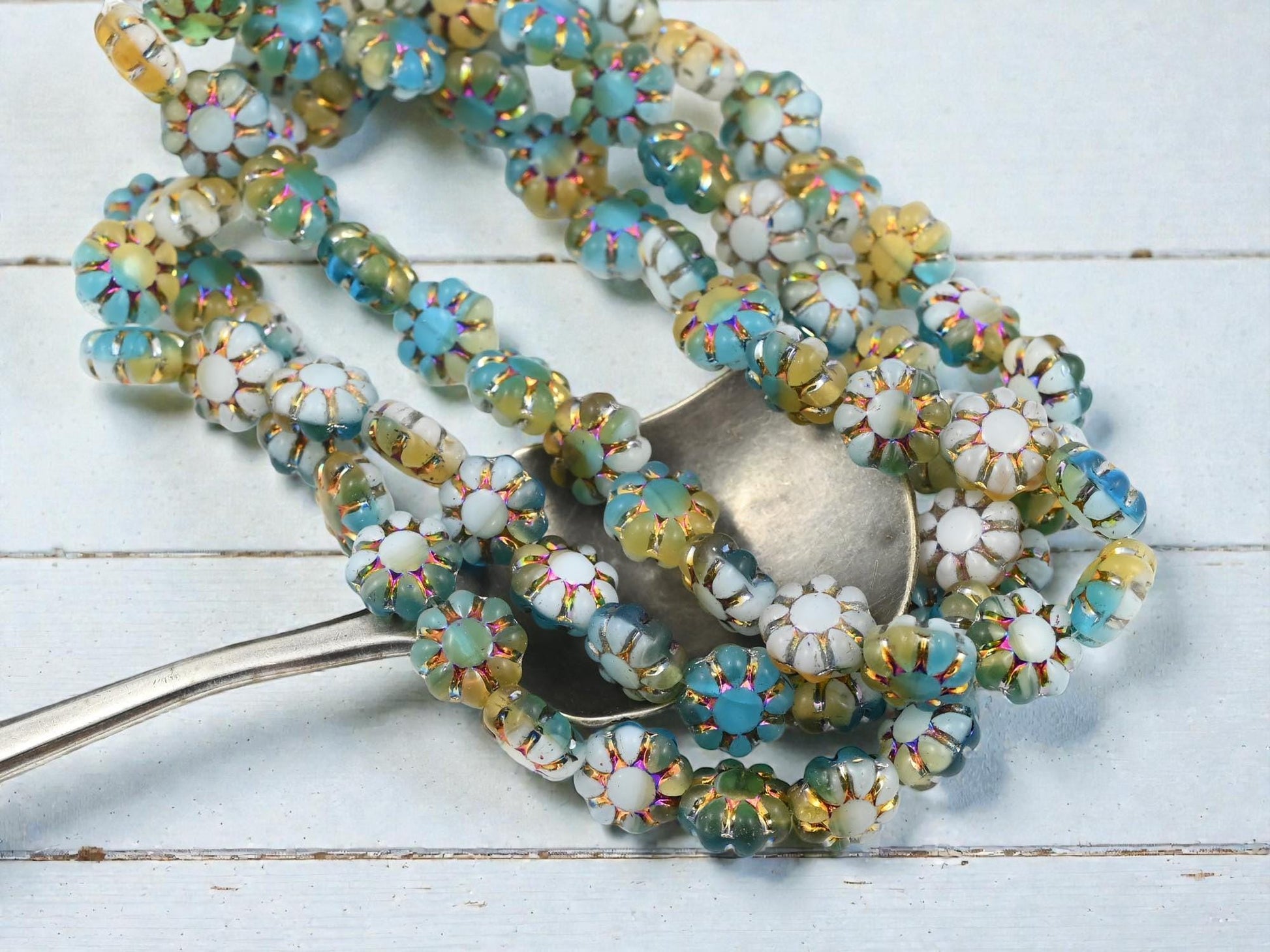 New Czech Beads - Czech Glass Beads - Flower Beads - Cactus Flower - 9mm - 25pcs - (B745)