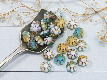 New Czech Beads - Czech Glass Beads - Flower Beads - Cactus Flower - 9mm - 25pcs - (B745)