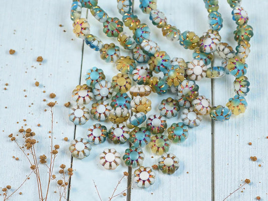 New Czech Beads - Czech Glass Beads - Flower Beads - Cactus Flower - 9mm - 25pcs - (B745)