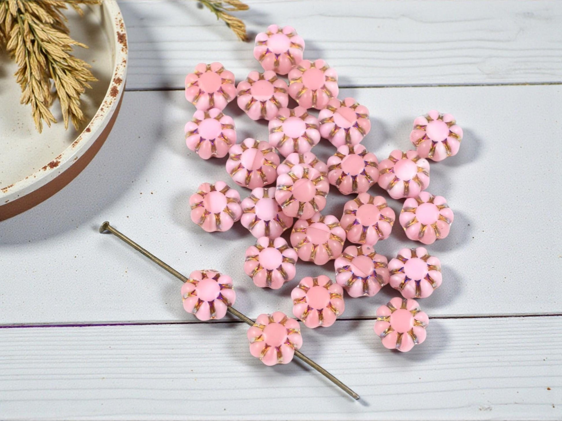 New Czech Beads - Czech Glass Beads - Flower Beads - Cactus Flower - 9mm - 25pcs - (1731)