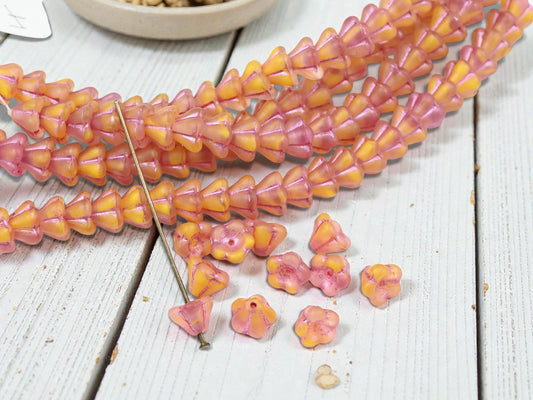 Czech Glass Beads - Bell Flower Beads - Czech Flower Beads - 6x8mm - 25pcs - (5306)