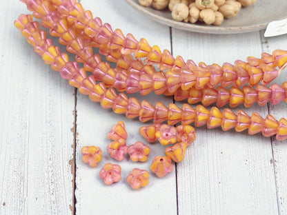 Czech Glass Beads - Bell Flower Beads - Czech Flower Beads - 6x8mm - 25pcs - (5306)
