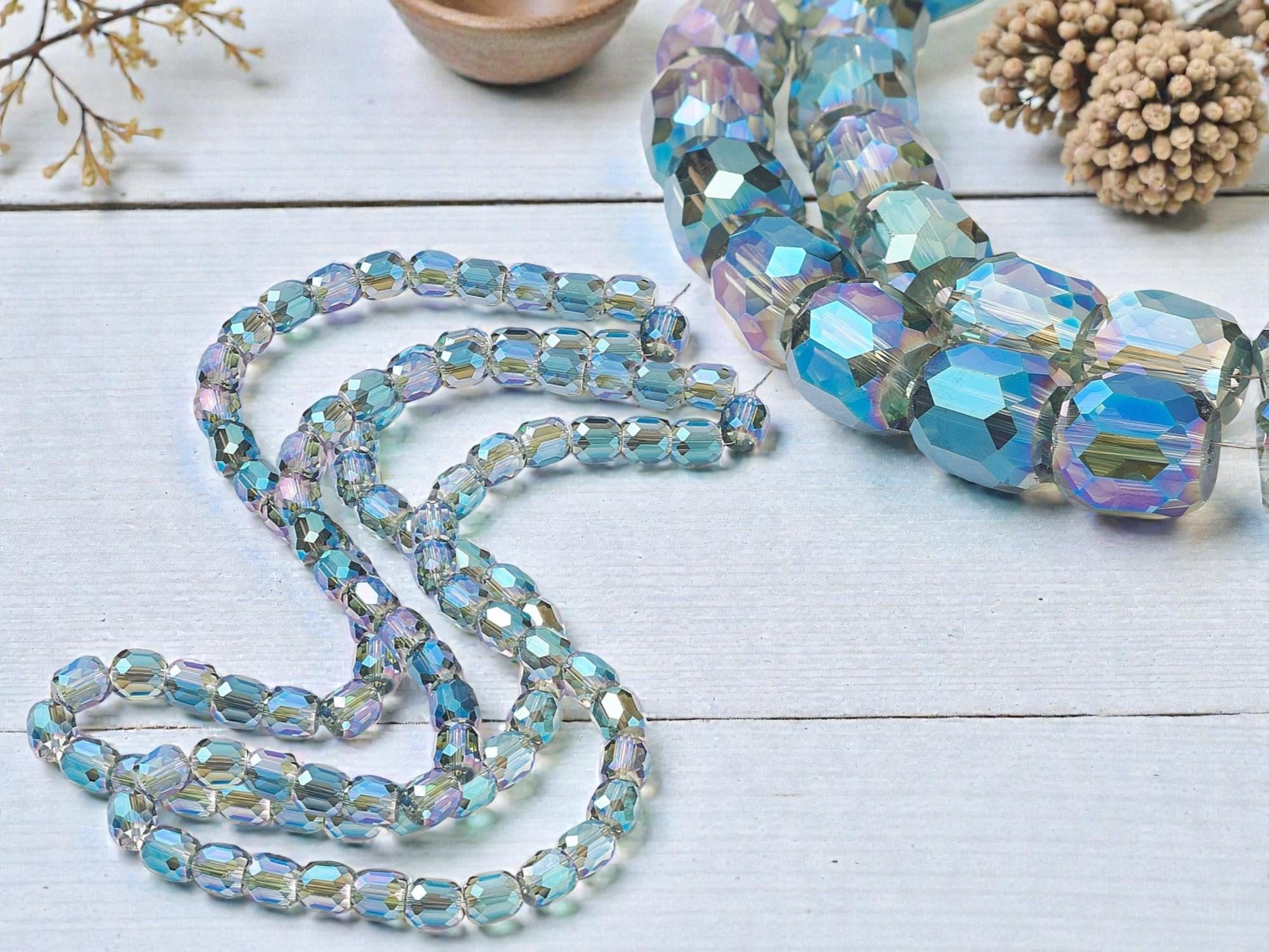 Glass Beads - Barrel Beads - Crystal Beads - Electroplated Glass - 11x10mm - 10pcs - (A569)