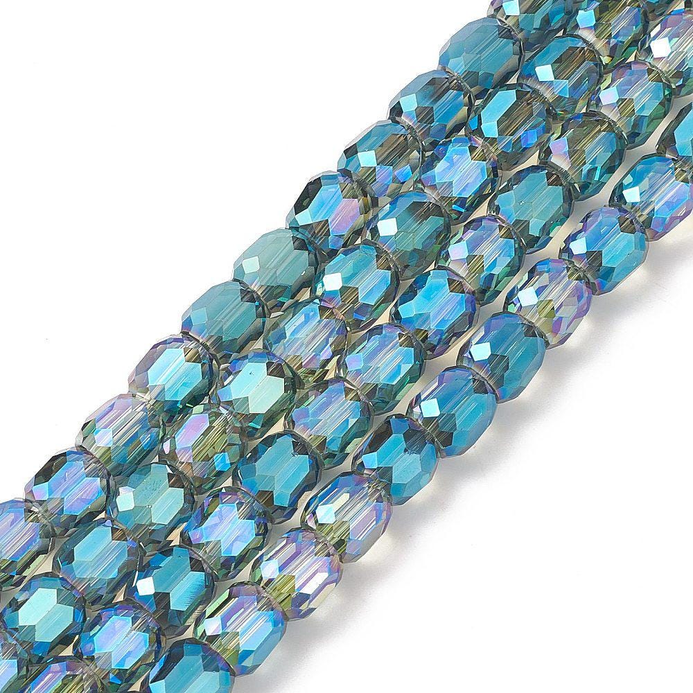 Glass Beads - Barrel Beads - Crystal Beads - Electroplated Glass - 11x10mm - 10pcs - (A569)