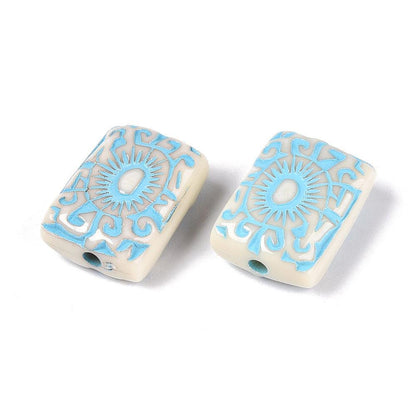 Sun Beads - Focal Beads - Rectangle Beads - Lightweight Beads - Acrylic Beads - 19x13mm - 12pcs - (3428)
