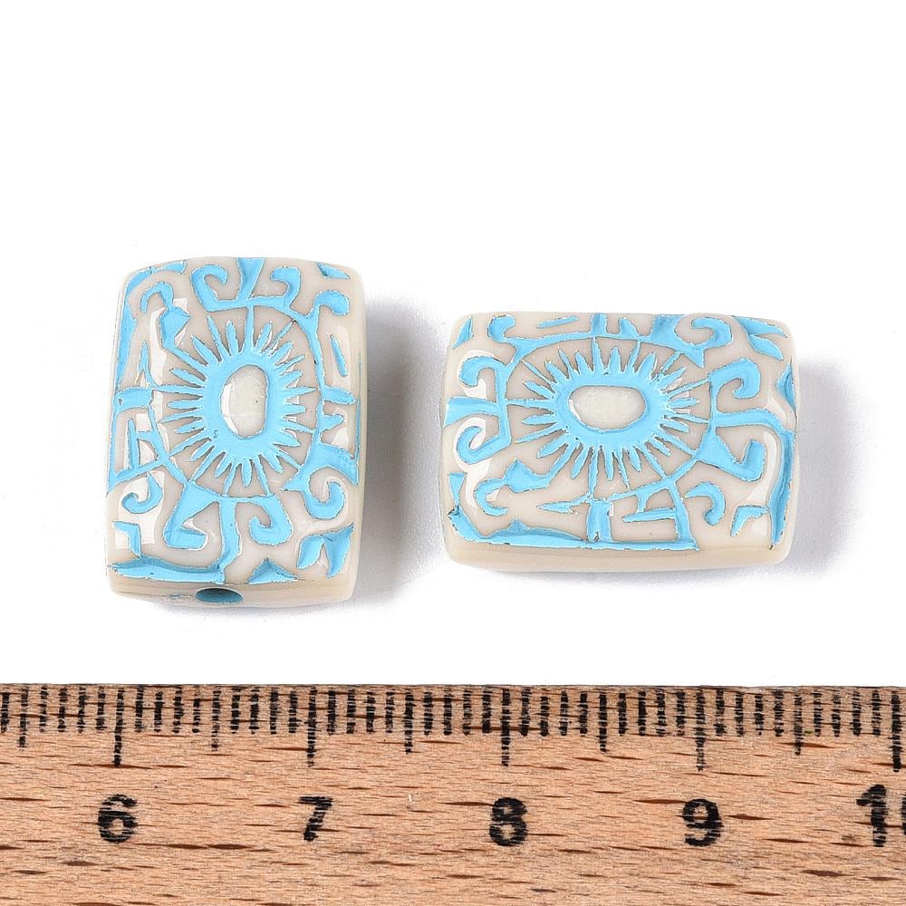 Sun Beads - Focal Beads - Rectangle Beads - Lightweight Beads - Acrylic Beads - 19x13mm - 12pcs - (3428)